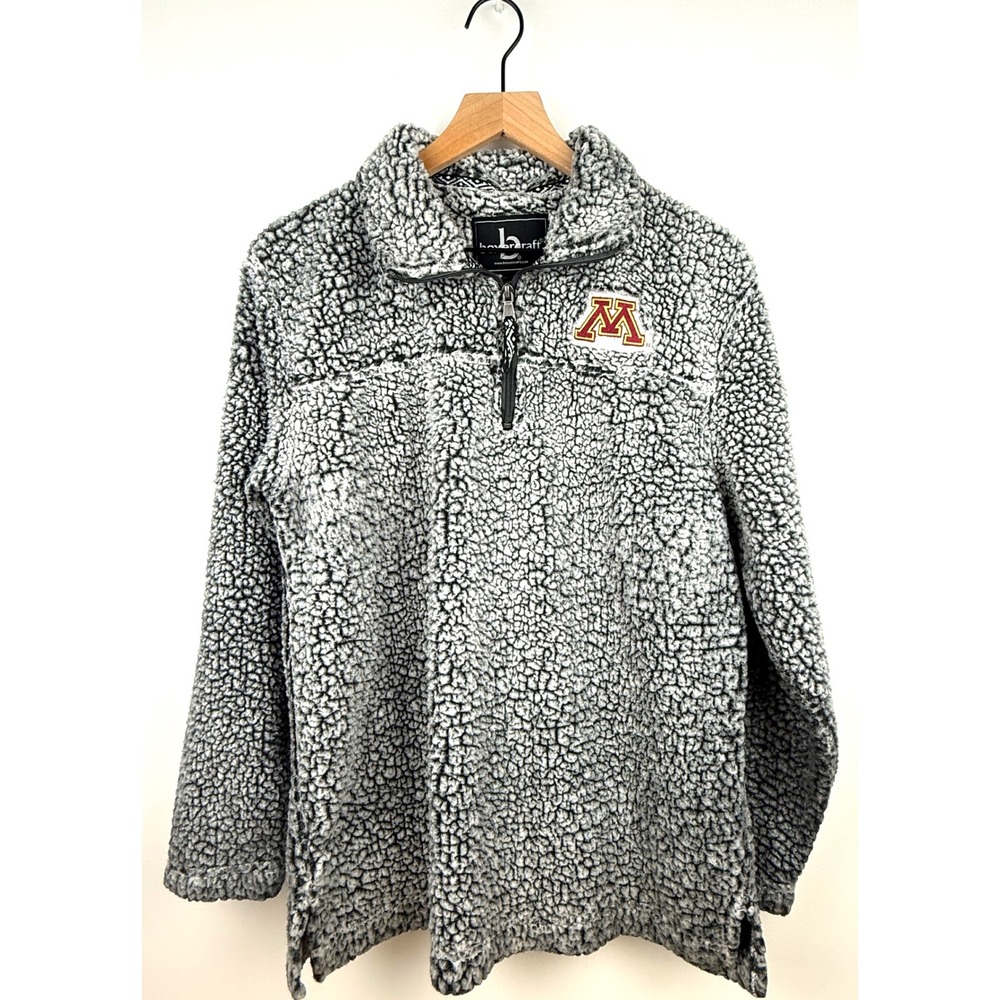 Boxercraft University‎ Of Minnesota Gray Quarter Zip Sherpa Pullover Sweater